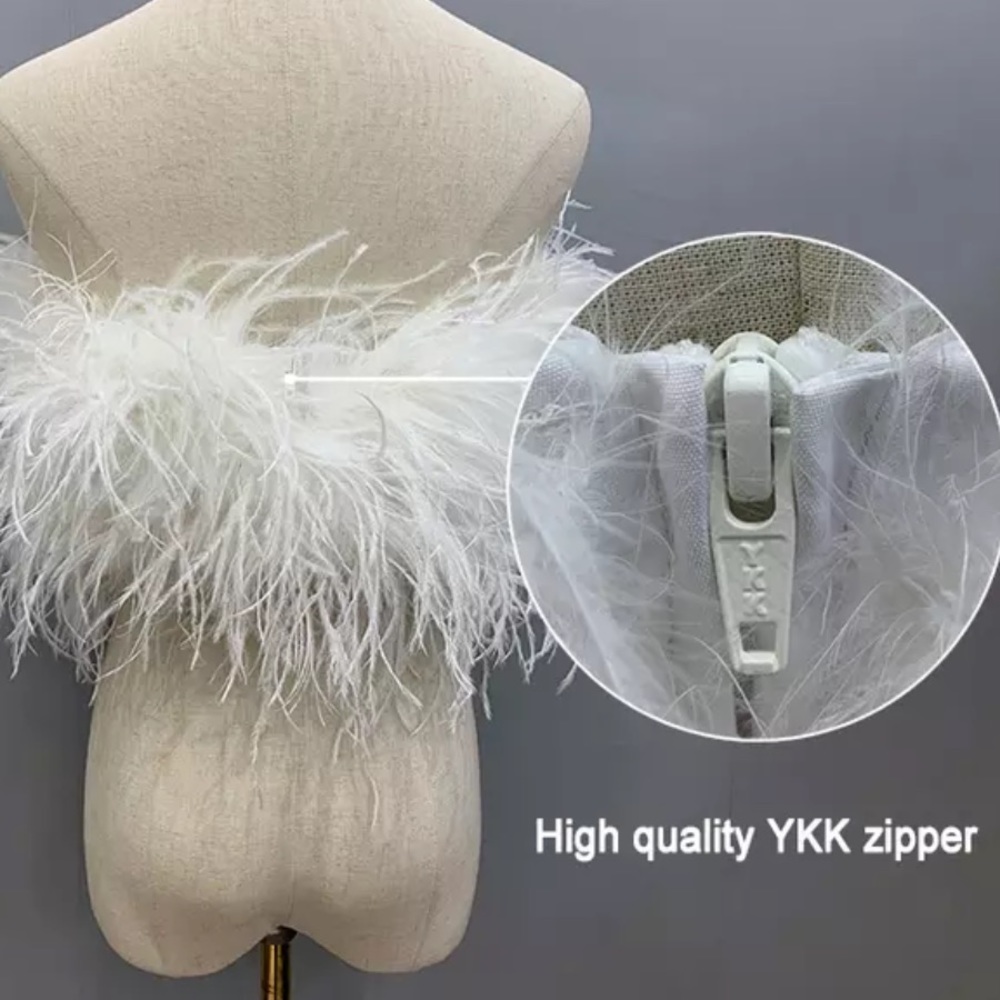 🎉FLASH SALE New Custom Ostrich Feather Crop Top - Picture 7 of 9